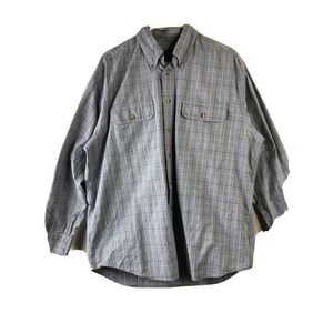 CLEARWATER OUTFITTERS Mens L Cotton Plaid Shirt Blue Tan